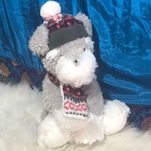 Hugfun soft plush stuffed dog hat & scarf 12 inch